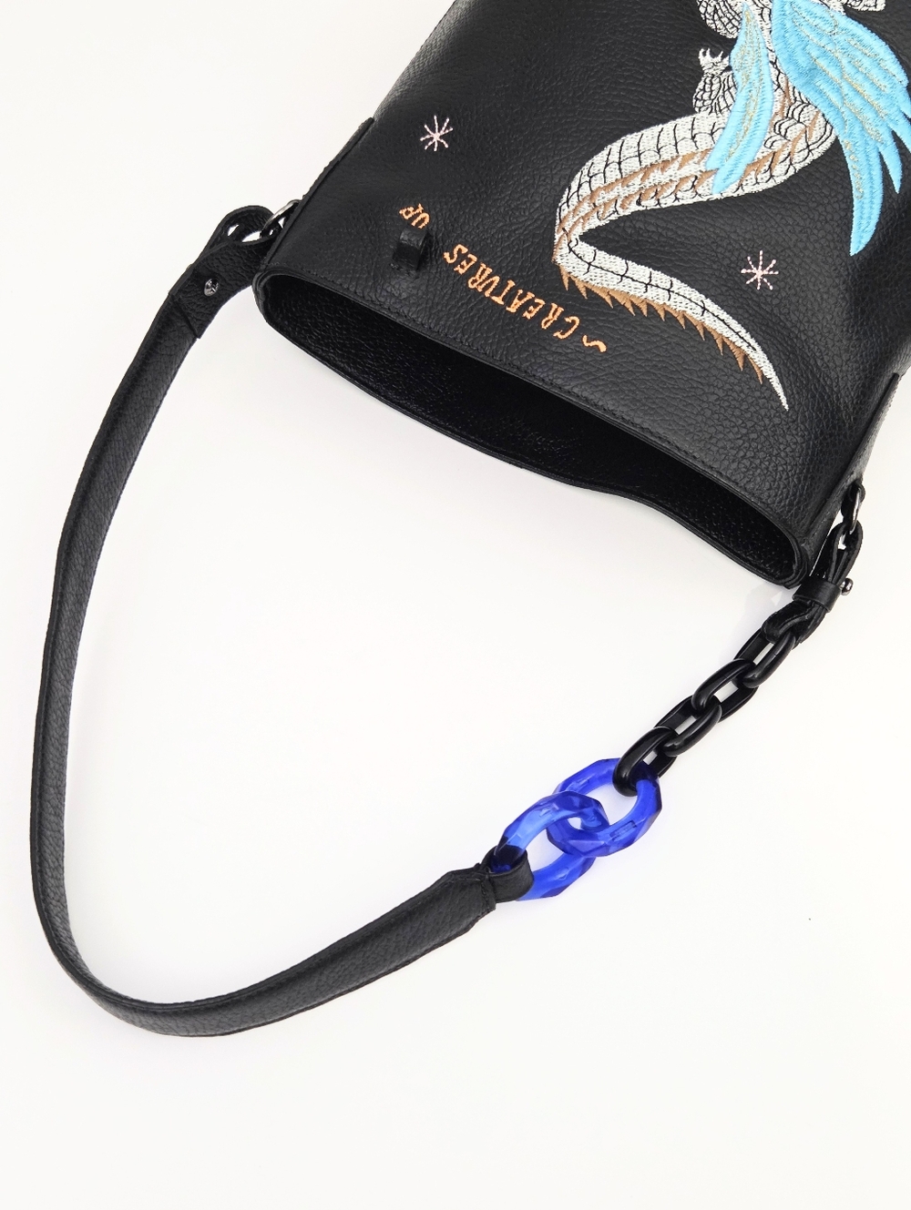 EXCELLENT MIN & MON CREATURES OF THE FUTURE EMBROIDERED ALLIGATOR BUCKET BAG - Picture 3 of 7